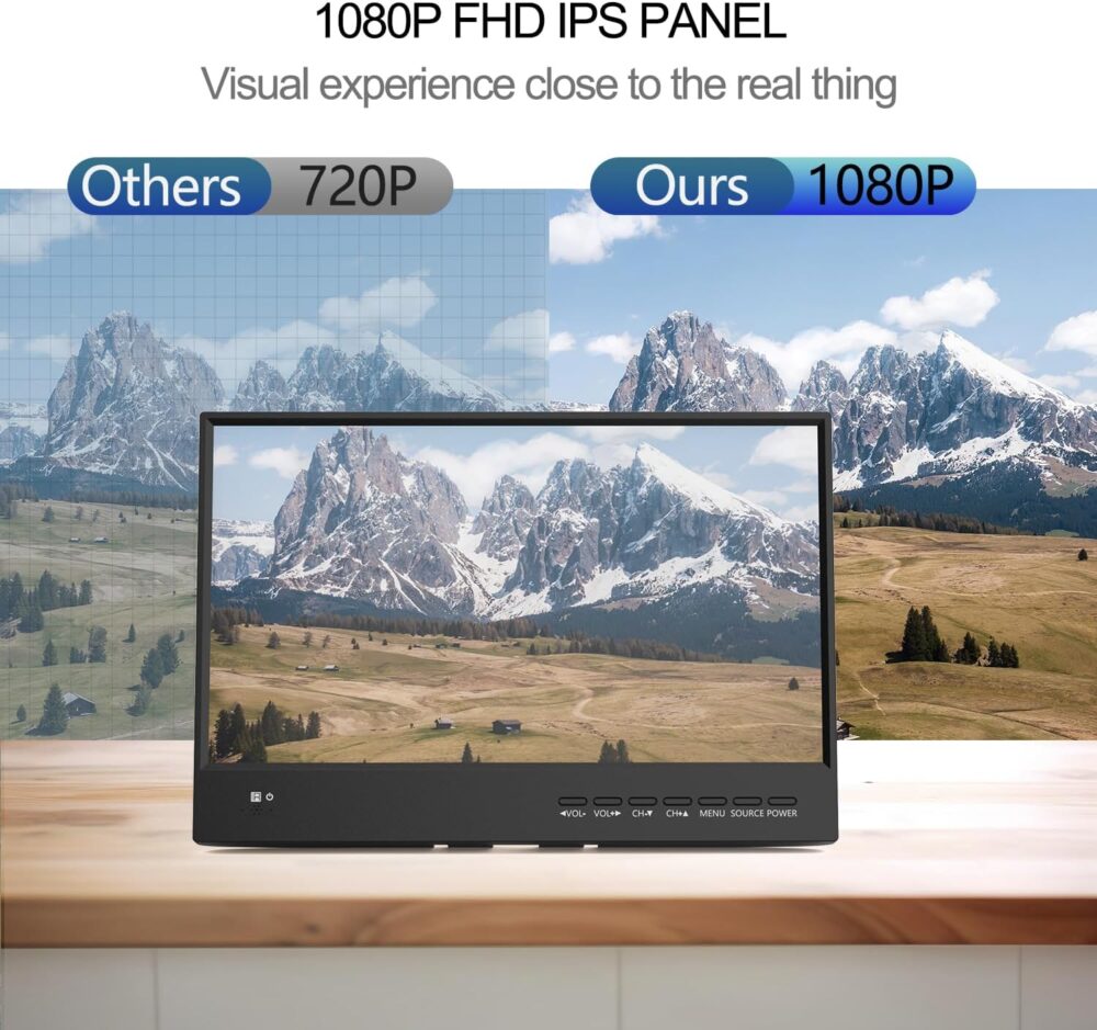 15.6 inch Small TV,Flat FHD IPS 1080P Screen TV with Antenna and Digital ATSC Tuner,HDMI/USB/VGA/Port,12 Volt Car Charger Cable/AC Power for Kitchen and Caravan - Image 4