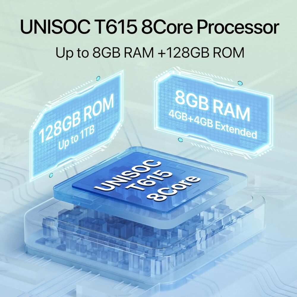 UMIDIGI G100A Unlocked Phone, 6.9" HD+ 120Hz Display, Android 14 Cell Phone, 6000mAh Battery Smartphone, 8(4+4) GB+128GB/1TB TF, UNISOC T615, 13MP Camera, 4G Dual SIM Phone, Face ID/Fingerprint, GPS - Image 6
