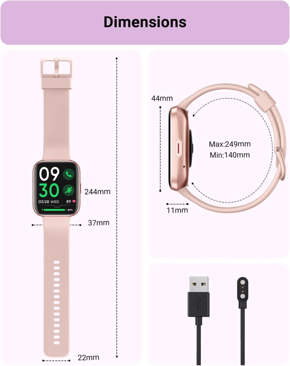 Smart Watch for Women Android & iPhone, Alexa Built-in, 1.8" Touch Screen Fitness Tracker with Answer/Make Calls, IP68 Waterproof Heart Rate/Sleep/SpO2 Monitor, Pedometer, 100+ Sport Modes - Image 8