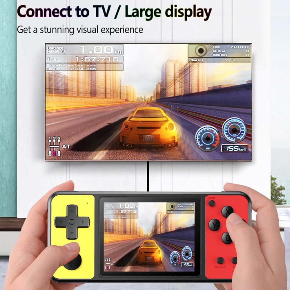Handheld Game for Kids, 3.0" Large Screen Built in 270 Classic Retro Video Games Seniors Electronic Games Player Boys Girls Birthday Present Black Yellow - Image 5
