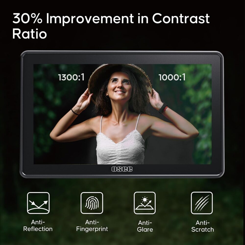 Osee G7 Pro 7 Inch Touchscreen Camera Monitor, 3000Nits HDR Field Monitor with Camera Control, Touch to Focus DSLR Monitor with 3G-SDI 4K HDMI in/Out, 3D-LUT New UI Flexible Power Supply - Image 5
