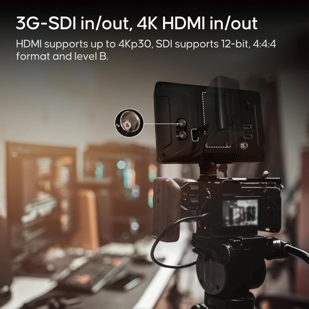 Osee G7 Pro 7 Inch Touchscreen Camera Monitor, 3000Nits HDR Field Monitor with Camera Control, Touch to Focus DSLR Monitor with 3G-SDI 4K HDMI in/Out, 3D-LUT New UI Flexible Power Supply - Image 6