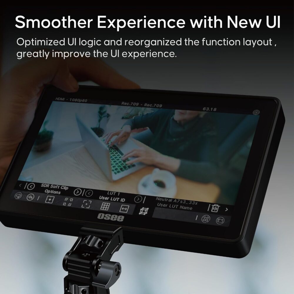 Osee G7 Pro 7 Inch Touchscreen Camera Monitor, 3000Nits HDR Field Monitor with Camera Control, Touch to Focus DSLR Monitor with 3G-SDI 4K HDMI in/Out, 3D-LUT New UI Flexible Power Supply - Image 8
