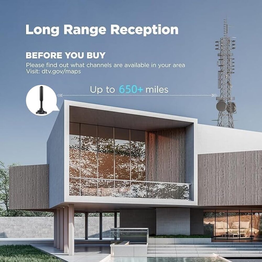 2025 TV Antenna for Local Channels,HD Antenna for Smart TV Up to 750+ Miles Range,TV Antenna Indoor for 4K 1080P TV,Digital Antenna Outdoor 25ft Coaxial Cable - Image 5