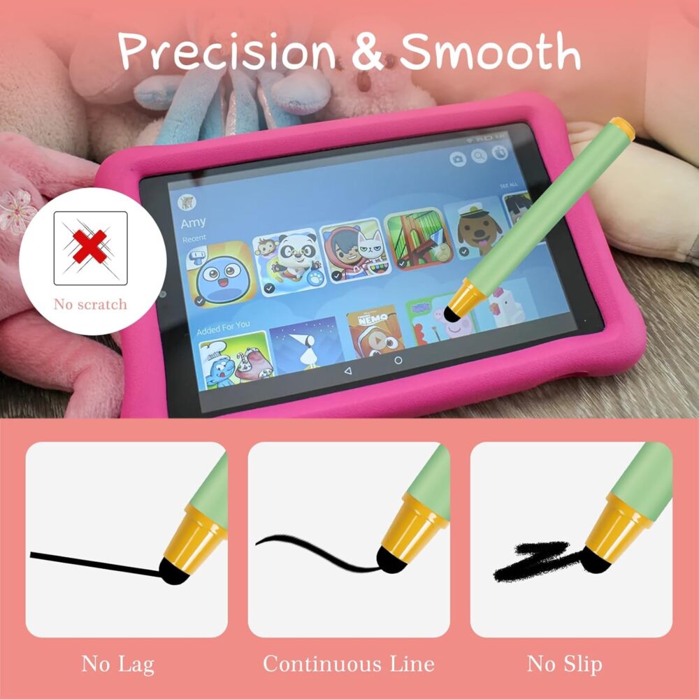 Kid-Friendly Stylus Pens for Touch Screens, Crayon Stylus Pen for iPhone Ipad Air Mini Pro, Fire HD Kids Tablet, Android Tablet, Dragon Touch - Blue Pink Green Purple Red (5 Pack) - Image 3