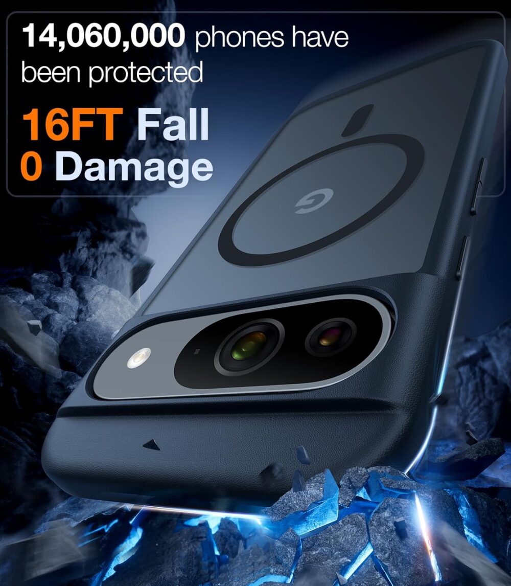 TORRAS Magnetic Shockproof for Google Pixel 9 Pro XL Case, [Fit for MagSafe][16FT Mil-Grade Drop Protection] Translucent Protective Anti-Fingerprint Anti-Scratch Case for Pixel 9 Pro XL, Black - Image 5