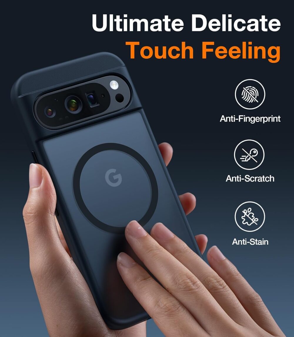 TORRAS Magnetic Shockproof for Google Pixel 9 Pro XL Case, [Fit for MagSafe][16FT Mil-Grade Drop Protection] Translucent Protective Anti-Fingerprint Anti-Scratch Case for Pixel 9 Pro XL, Black - Image 8