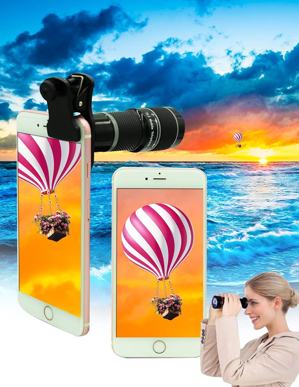 Cell Phone Camera Lens Kit,11 in 1 Universal 20x Telephoto 0.63Wide Angle 15X Macro 198°Fisheye 2X Telephoto Kaleidoscope CPL Starlight Eyemask Tripod,for Most iPhone Smartphone (Black) - Image 4