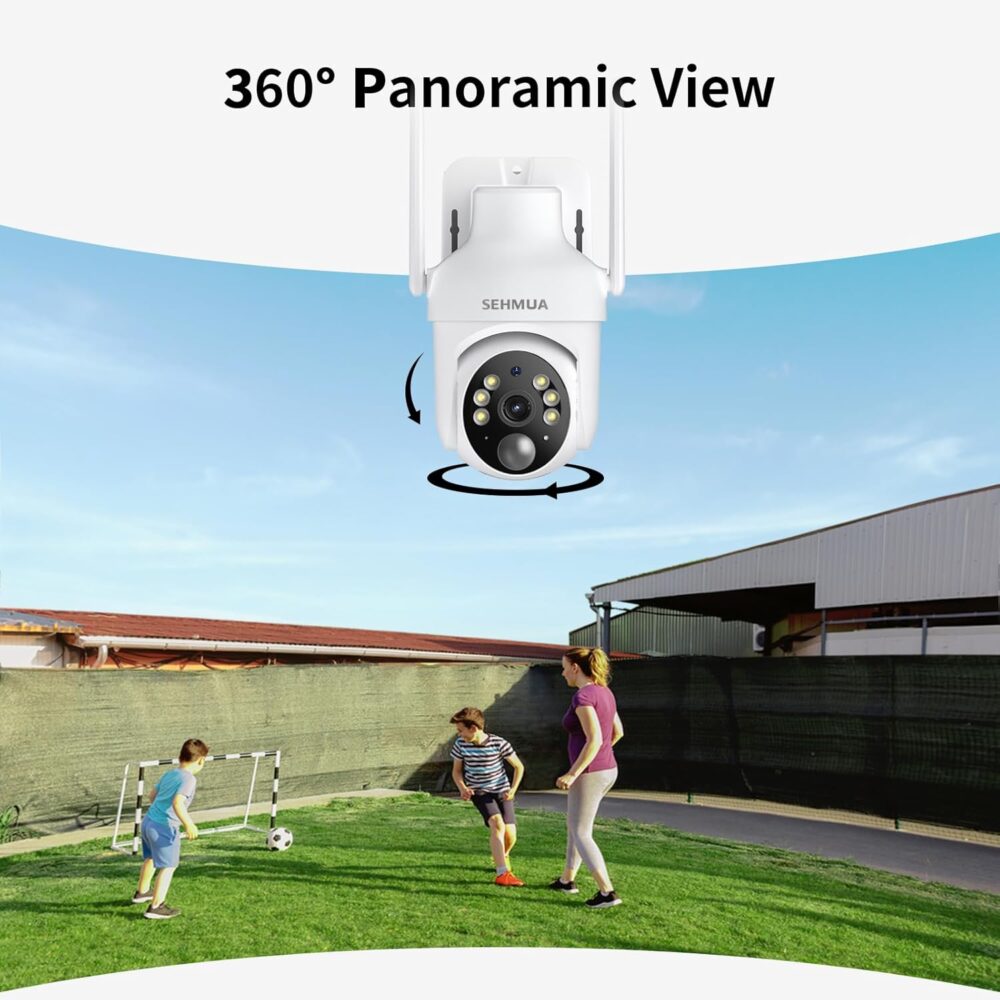 SEHMUA 2K Solar Security Cameras Wireless Outdoor, 2 Pack 360° View Pan/Tilt WiFi Security Camera Outside with Color Night Vision,Easy to Install, PIR Alarm, 2-Way Audio - Image 6