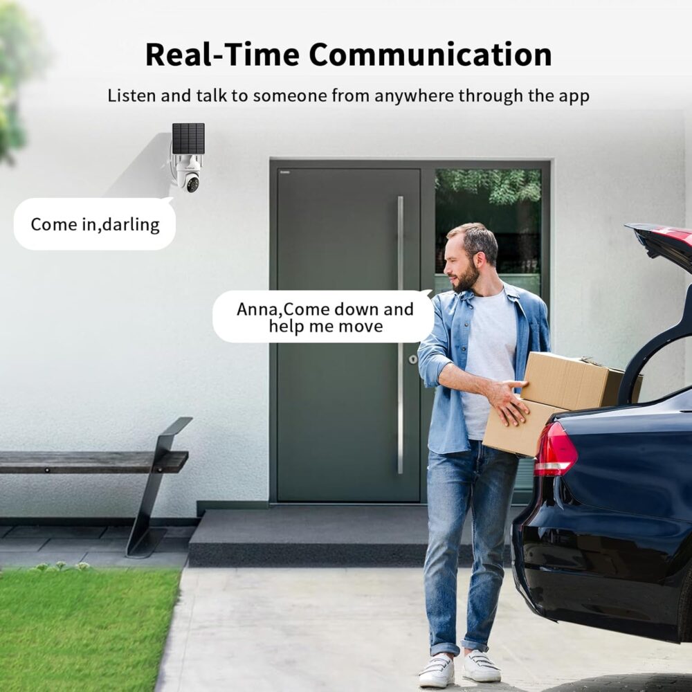 SEHMUA 2K Solar Security Cameras Wireless Outdoor, 2 Pack 360° View Pan/Tilt WiFi Security Camera Outside with Color Night Vision,Easy to Install, PIR Alarm, 2-Way Audio - Image 8