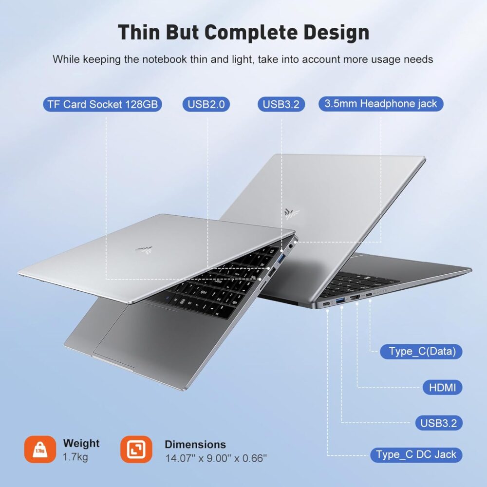 Laptop, 2025 Laptop with Intel Quad-Core Processor(Up to 3.6GHz), 16GB DDR4 512GB SSD Laptop Computer, Windows 11 Laptop, 15.6" IPS 1080P, Metal Shell, USB3.2, Long Battery Life - Image 5