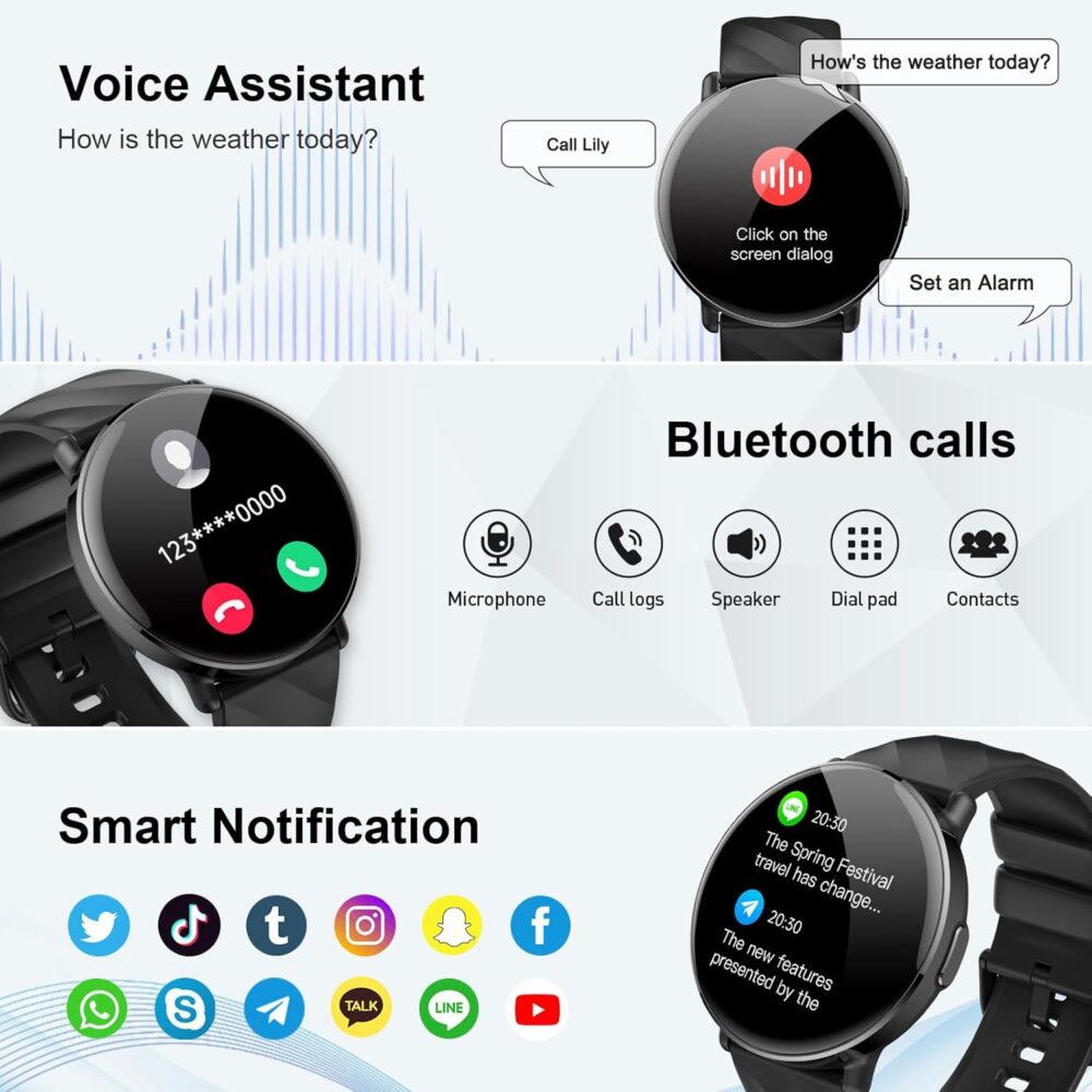 Smart Watch for Men Women with Call/Text Reminder, 1.39" HD Touch Screen Fitness Watch, Activity Tracker Heart Rate/Sleep/Spo2/Steps/Calories Monitor, 112+ Sport Mode, Smartwatch for Android iOS - Image 3