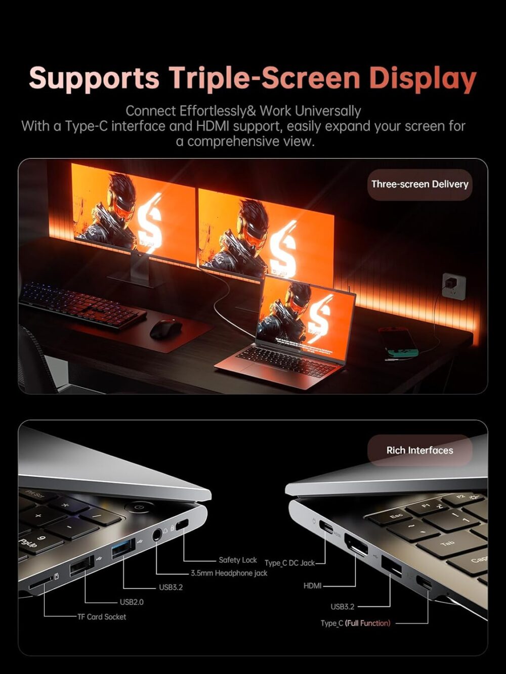2025 Laptop, Laptop with AMD Ryzen 7 6800H (8C/16T, Up to 4.7GHz), 16GB DDR5 512GB NVMe SSD Laptop Computer, 16-inch FHD Display, WiFi 6, Backlit KB - Image 6