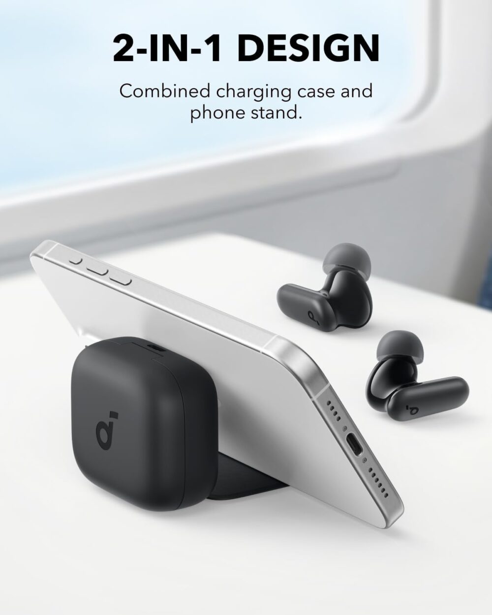 Soundcore P30i by Anker Noise Cancelling Earbuds, Strong and Smart Noise Cancelling, Powerful Bass, 45H Playtime, 2-in-1 Case and Phone Stand, IP54, Wireless Earbuds, Bluetooth 5.4 (Black) - Image 6
