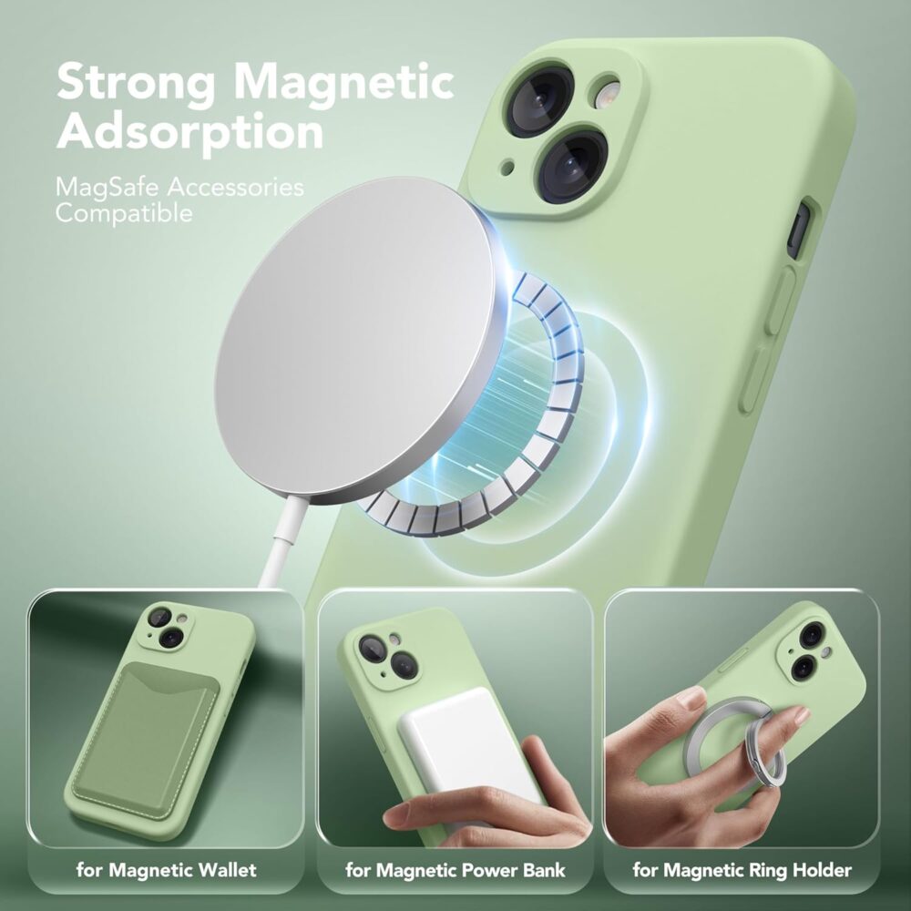 Matcha Protective Phone Case for iPhone 15 | Magnetic, Compatible with MagSafe, Screen Protector, Full Camera Protection, Silicone, Shockproof, Anti-Scratch, 6.1" - Image 3