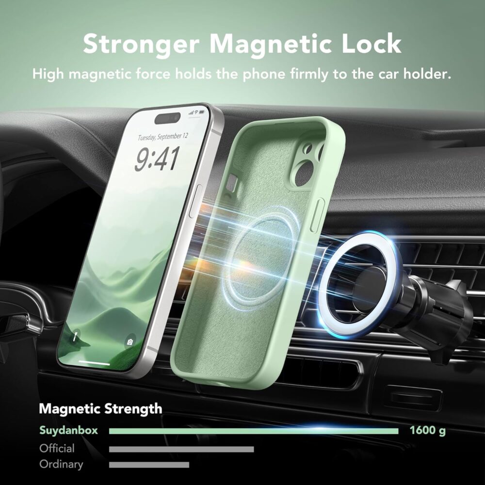 Matcha Protective Phone Case for iPhone 15 | Magnetic, Compatible with MagSafe, Screen Protector, Full Camera Protection, Silicone, Shockproof, Anti-Scratch, 6.1" - Image 4