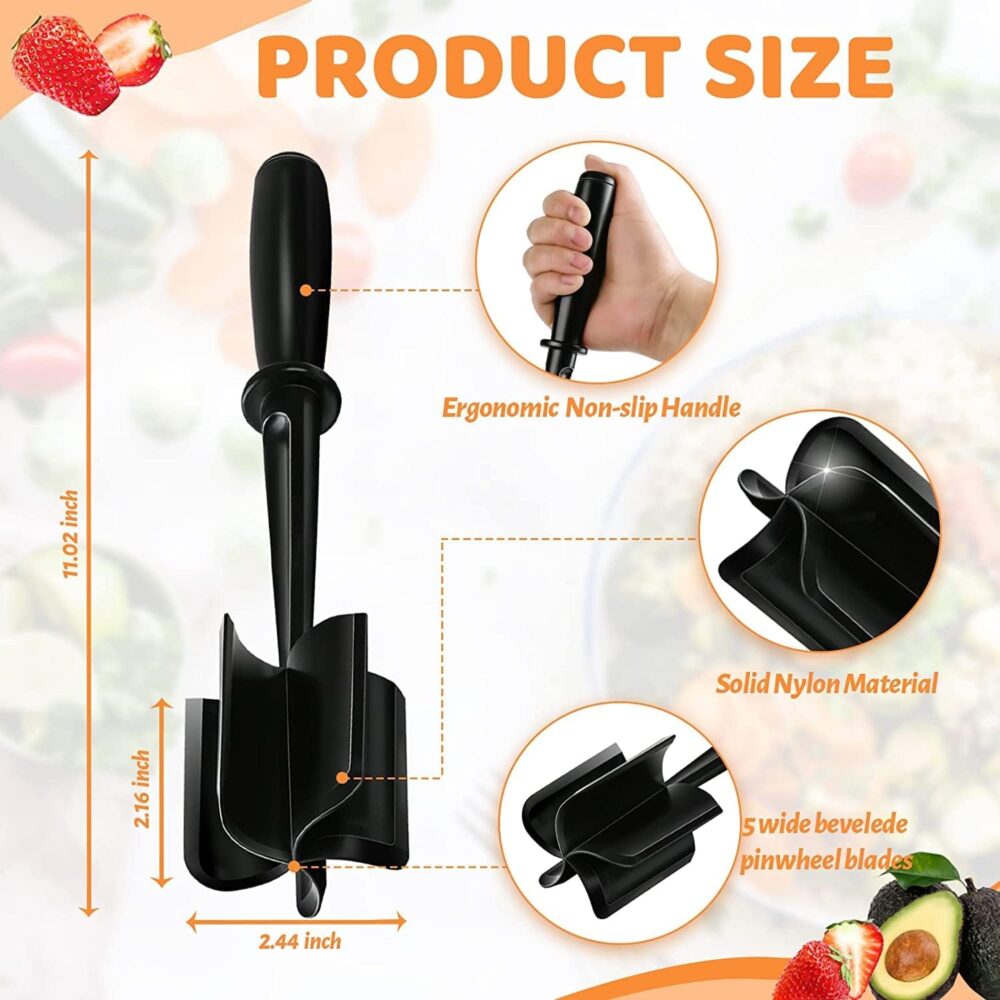 Meat Chopper, Hamburger Chopper, Potato Masher-Professional Multifunctional Heat Resistant Nylon Ground Beef Smasher Kitchen Tools And Gadgets, ​Safe For Non-Stick Cookware. - Image 3