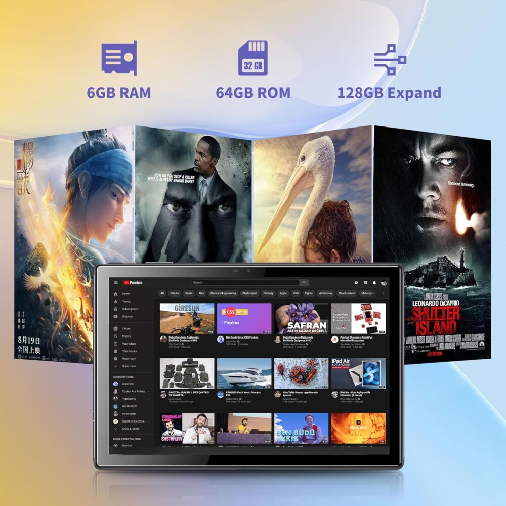 BYYBUO A10_L 10.1-inch Tablet | 6GB RAM + 64GB ROM | Android 14 OS | Quad-Core Processor | 5000mAh Battery | 1280x800 IPS HD Touchscreen | 5MP+8MP Camera | Bluetooth | WiFi | Grey - Image 3