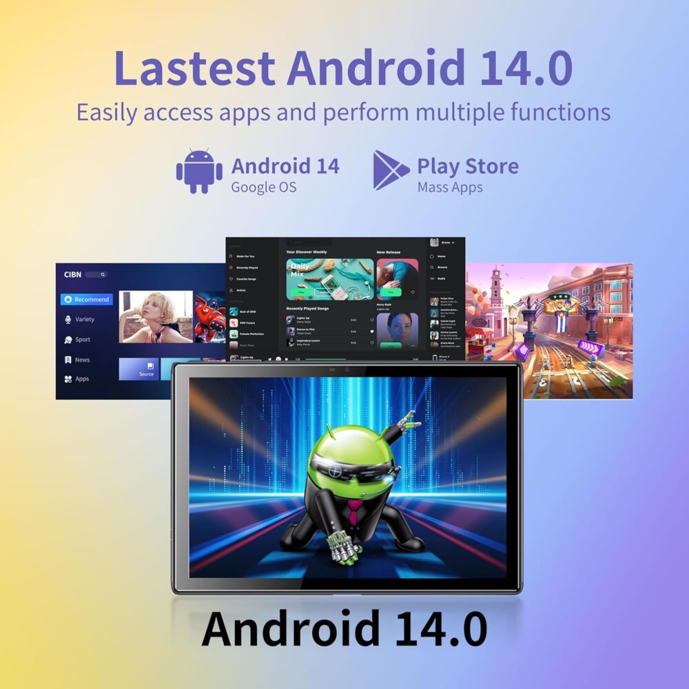 BYYBUO A10_L 10.1-inch Tablet | 6GB RAM + 64GB ROM | Android 14 OS | Quad-Core Processor | 5000mAh Battery | 1280x800 IPS HD Touchscreen | 5MP+8MP Camera | Bluetooth | WiFi | Grey - Image 4