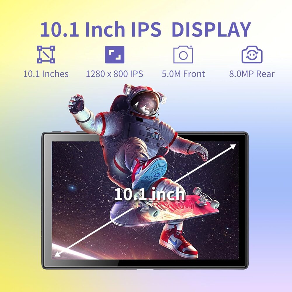 BYYBUO A10_L 10.1-inch Tablet | 6GB RAM + 64GB ROM | Android 14 OS | Quad-Core Processor | 5000mAh Battery | 1280x800 IPS HD Touchscreen | 5MP+8MP Camera | Bluetooth | WiFi | Grey - Image 5