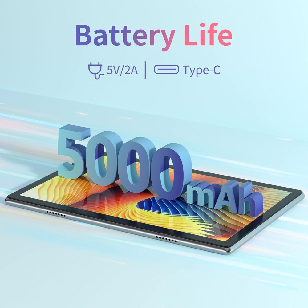 BYYBUO A10_L 10.1-inch Tablet | 6GB RAM + 64GB ROM | Android 14 OS | Quad-Core Processor | 5000mAh Battery | 1280x800 IPS HD Touchscreen | 5MP+8MP Camera | Bluetooth | WiFi | Grey - Image 7