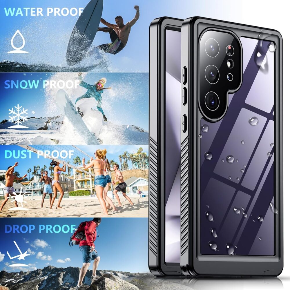 SPIDERCASE Upgraded for Samsung Galaxy S24 Ultra Case Waterproof,Built-in Screen & Camera Protection [12FT Military Shockproof] IP68 Underwater Full-Body Cell Phone Case for Galaxy S24 Ultra,Black - Image 8