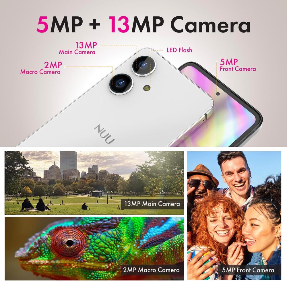 NUU N10 Basic Cell Phone for T-Mobile, Mint, Metro, Qlink, Tello and More 4GB/128GB, Perfect for Teenagers, Dual SIM 4G, Octa-Core 6.6" 90Hz HD+, Unlocked Phones Android Phone 14, US Warranty (White) - Image 7