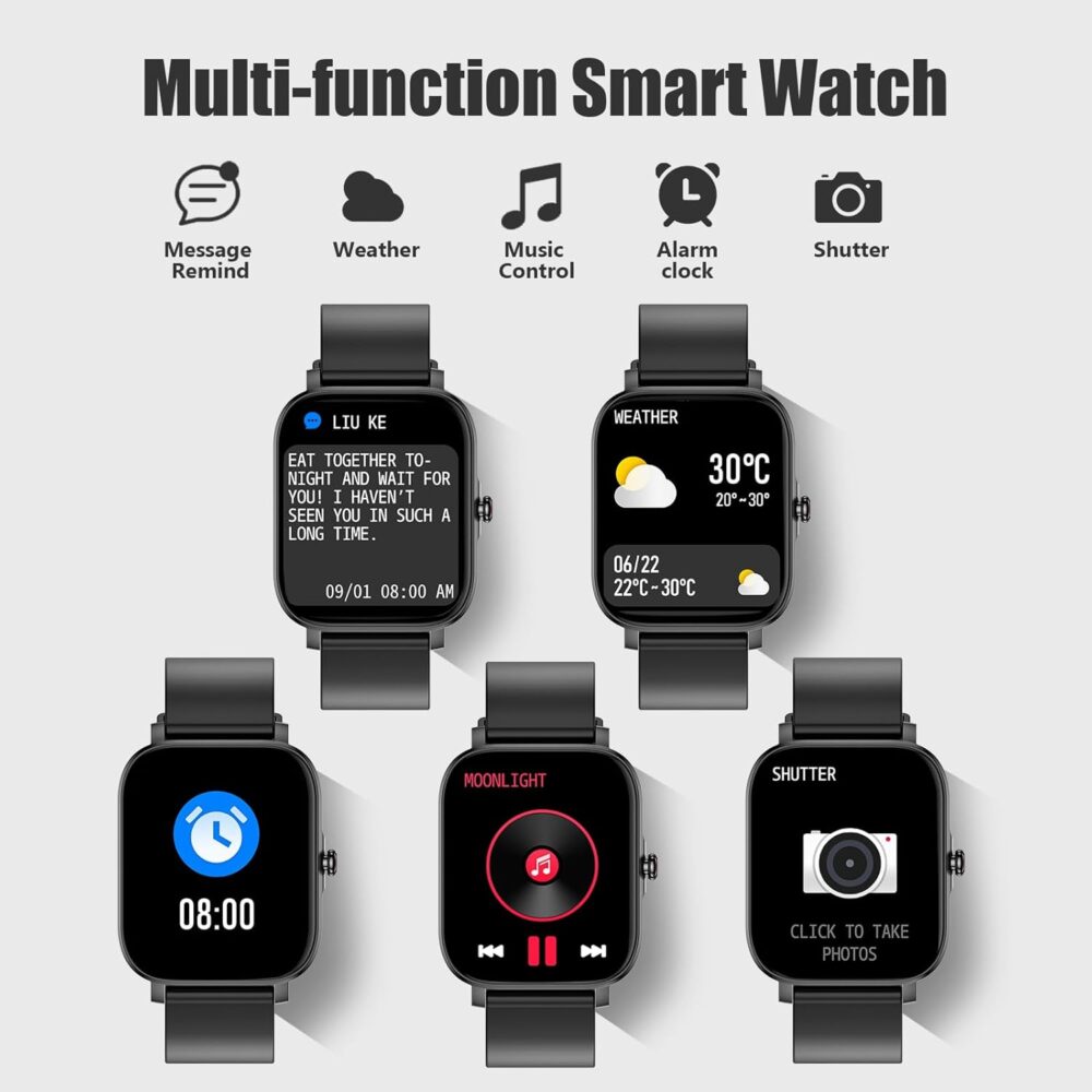 Smart Watch for Men Women SmartWatch 1.83" for iPhone Samsung Android Phone Compatible, Fitness Tracker Watch with Pedometer, Heart Rate/Sleep Monitor, Blood Oxygen, IP68 Waterproof - Image 5