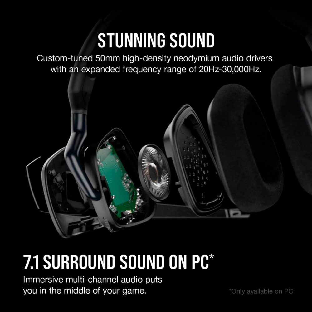 CORSAIR VOID RGB ELITE Wireless Gaming Headset – 7.1 Surround Sound – Omni-Directional Microphone – Microfiber Mesh Earpads – Up to 40ft Range – iCUE Compatible – PC, Mac, PS5, PS4 – Carbon - Image 4