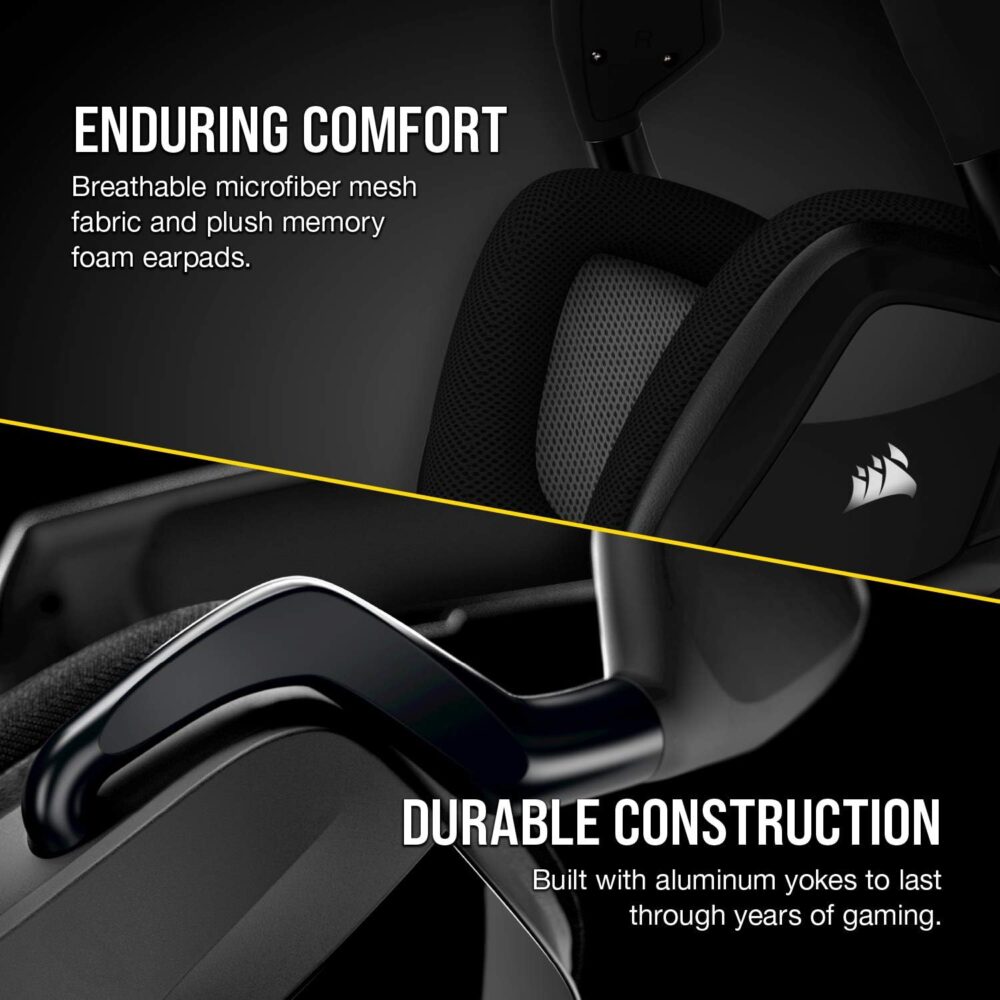 CORSAIR VOID RGB ELITE Wireless Gaming Headset – 7.1 Surround Sound – Omni-Directional Microphone – Microfiber Mesh Earpads – Up to 40ft Range – iCUE Compatible – PC, Mac, PS5, PS4 – Carbon - Image 5