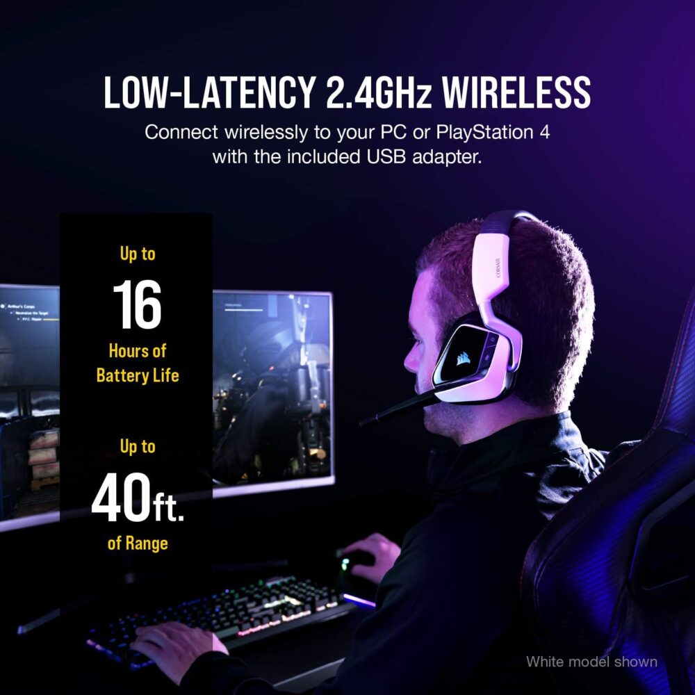 CORSAIR VOID RGB ELITE Wireless Gaming Headset – 7.1 Surround Sound – Omni-Directional Microphone – Microfiber Mesh Earpads – Up to 40ft Range – iCUE Compatible – PC, Mac, PS5, PS4 – Carbon - Image 6