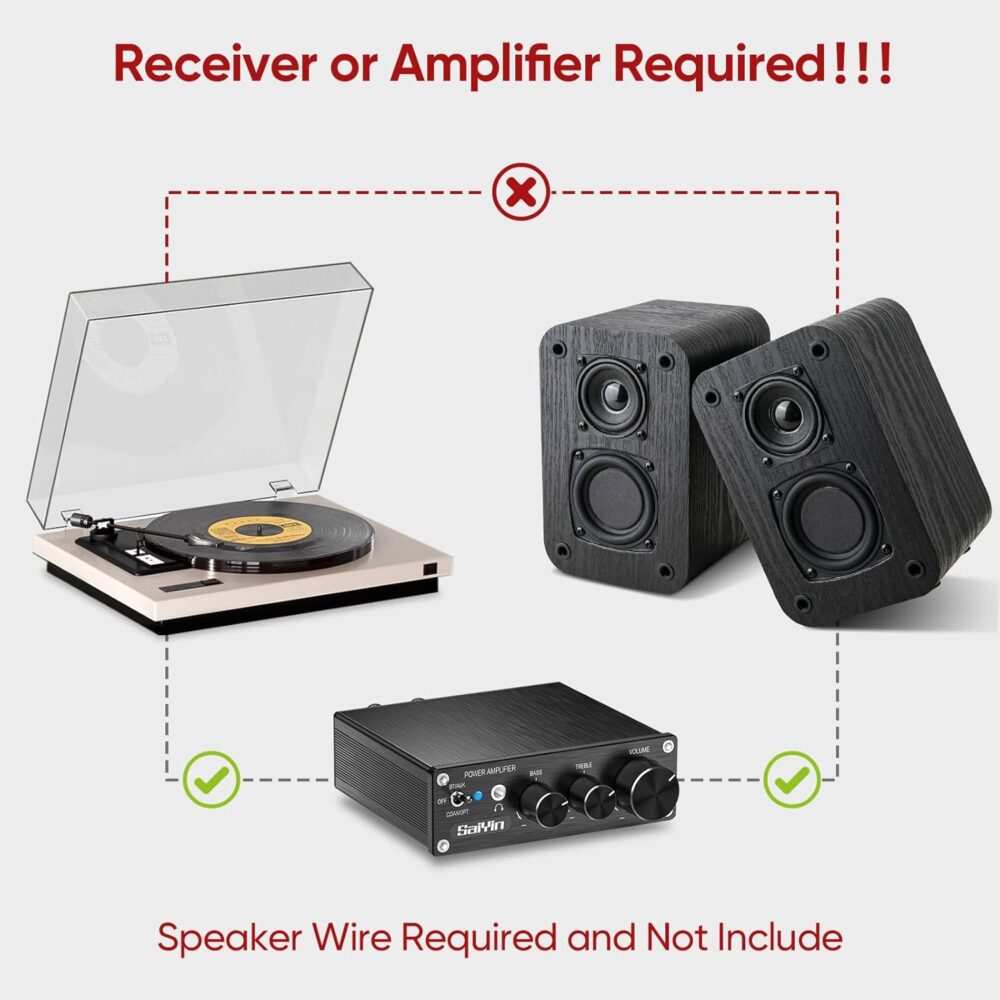 Passive Bookshelf Speakers for Home Theater Surround Sound, Home Desktop Stereo Speakers with Crisper Sound and Classic Wood Grain for Record Player/Computer/TV, Wall Mountable, One Pair. - Image 6