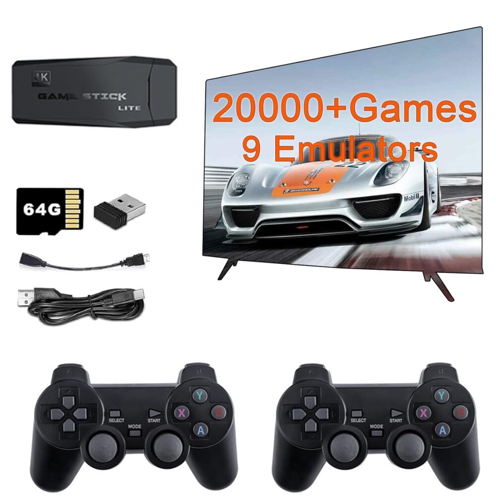 20,000+ Games Wireless Retro Game Console, 9 Emulators 4k Hdmi Output, Retro Video Game Stick with Built-in 2.4GHz Wireless Controller，Plug and Play for TV - Image 2