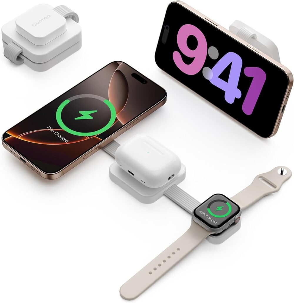 2025 3 in 1 Wireless Charging Station for Apple Multple Devices - Foldable Magnetic Wireless Charger Dock -Travel 20W Charging Pad for iPhone 16 15 14 13 12 Pro/Pro Max/Plus/Watch & Airpods All Series - Image 2