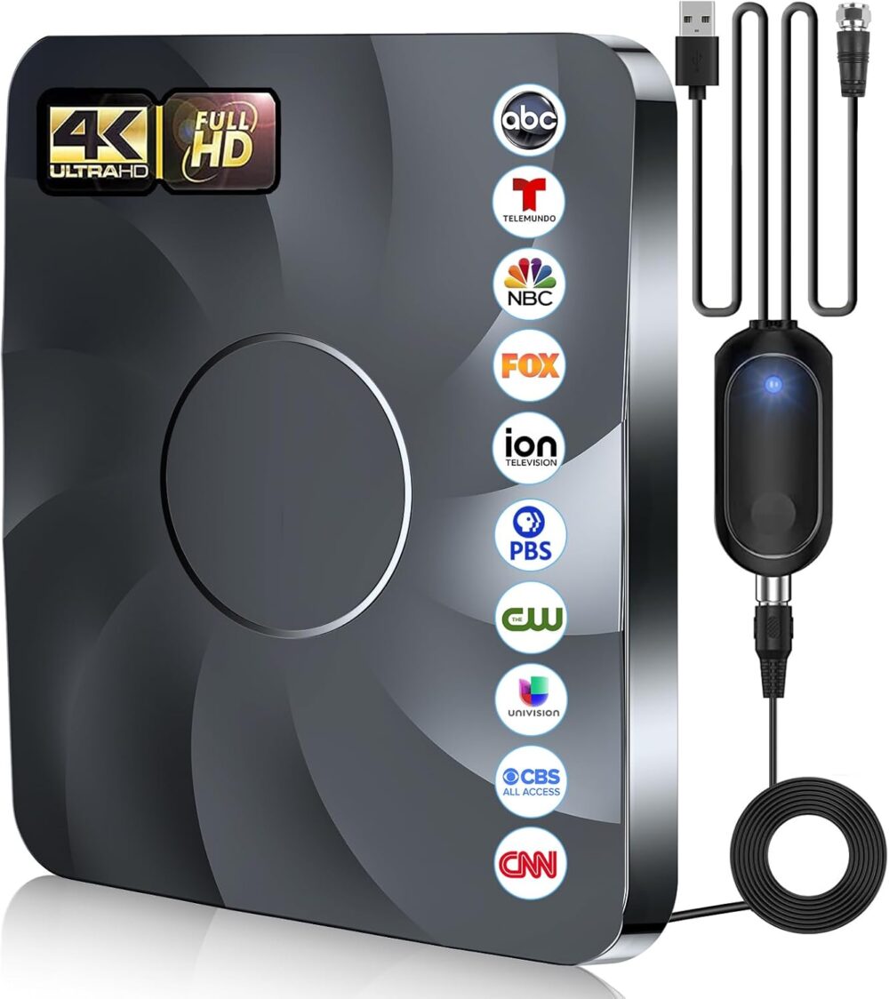 2025 Digital Antenna for Smart TV Indoor, 2200+ Miles Long Range HD TV Antenna for Local Channels with Signal Booster Amplifier, Support 8K 4K 1080p for All TVs - 38FT Coax Cable - Image 2