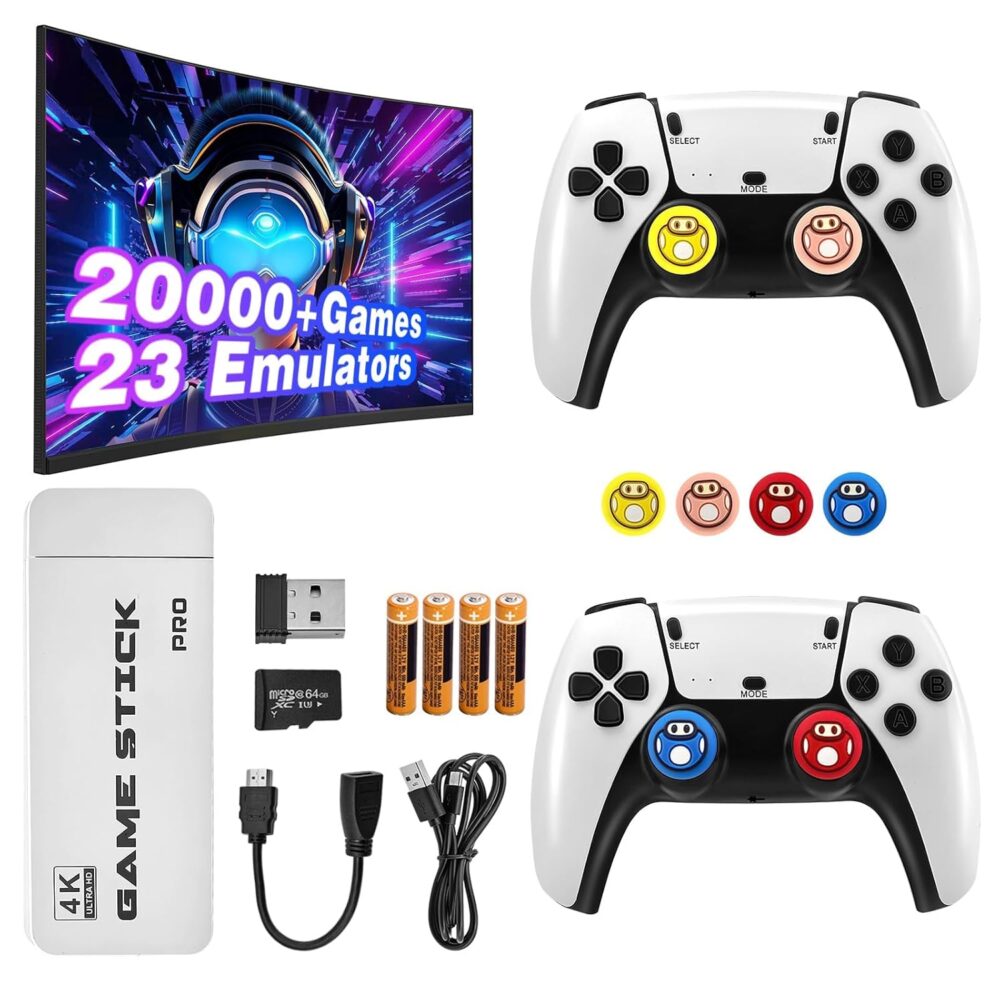 2025 Retro Gaming Console Stick Pro - 4K HDMI Plug & Play TV Game Stick with 20,000+ Classic Games, 23 Emulators & Dual 2.4G Wireless Controllers - Nostalgic Wireless Retro Console for Adults & Kids - Image 2