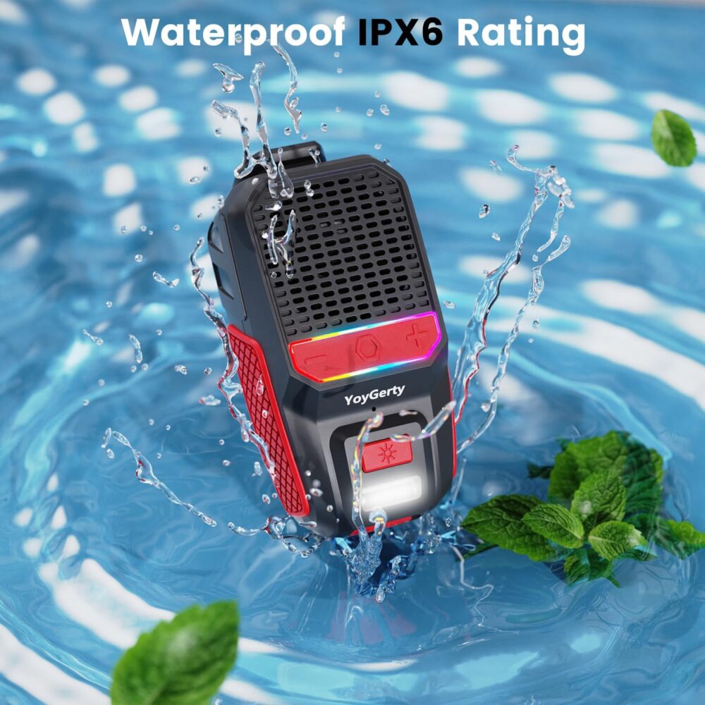 2025 Upgrade Wearable Bluetooth 5.4 Speaker, IPX6 Waterproof Clip on Wireless Speakers, Portable Speaker with RGB Lights and Flash, Built-in Mic,15H Playtime for Cycling/Home/Party/Beach/Outdoor - Image 2
