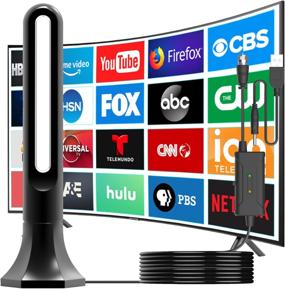 2025 Upgraded TV Antenna Indoor, 1000+ Miles Range Digital Antenna for Smart TV Indoor, HD Antenna for Local Channels with Amplifier, Outdoor Antenna Support 8K 4K 1080p All TVs 18FT Coax Cable - Image 2