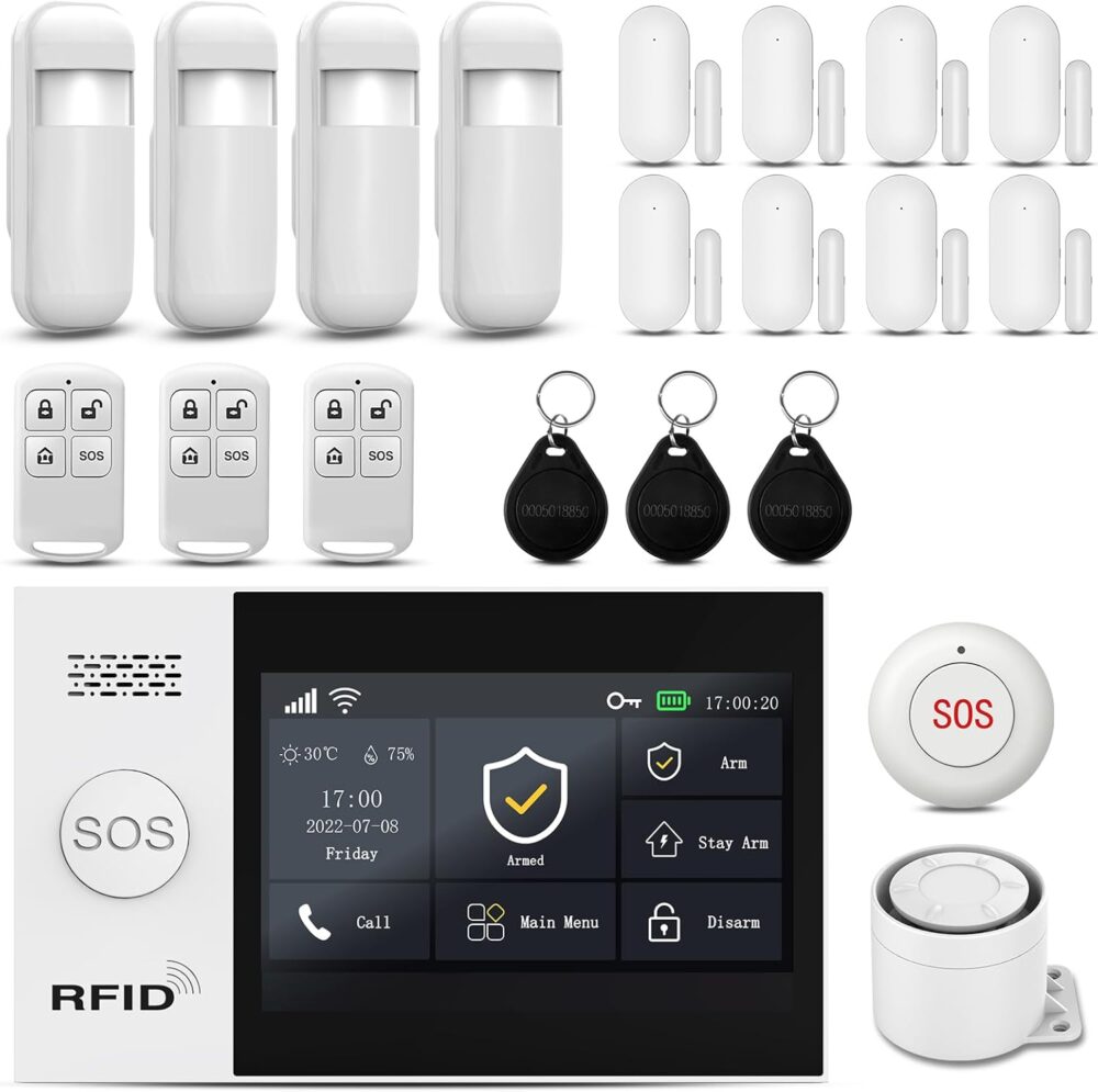 2025 WiFi Wireless Home Alarm System - 4.3-inch Touch Screen, 10-Minute Installation, 8 Door & Window Sensors + 4 Motion Sensors, APP Remote Control, Compatible with Alexa, No Monthly Fee - Image 2