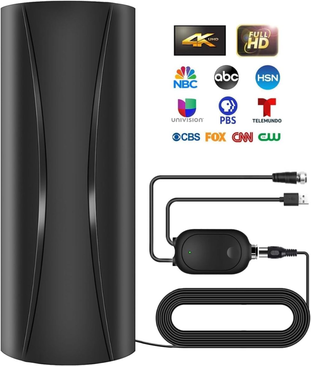 2200+ Miles Range TV Antenna, Strongest Digital TV Antenna Indoor with Amplifier Signal Booster, Portable HDTV Antennas for Smart Tv and Old TVs for Local Channels-38ft Coax Cable-Support 8K 4K 1080p - Image 2