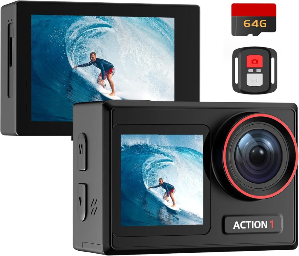 4K 30MP Waterproof Action Camera with 60FPS & Dual Screens, 132FT Underwater Camera with 64GB Card, EIS Stabilization, 5X Zoom, WiFi Remote Control Action Camera Ideal for Sports, Snorkeling - Image 2