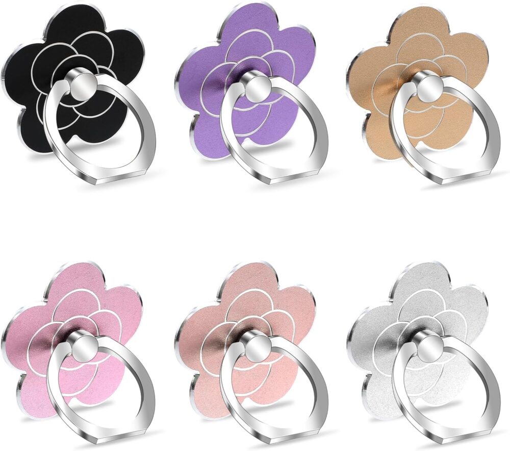 6 Pcs Phone Rings for Back of Phone Flower Cell Phone Ring Holder Stand Finger Kickstand 360 Rotation Universal Ring Grip Holder Compatible with Smartphones Mobile Phone Case Accessories - Image 2