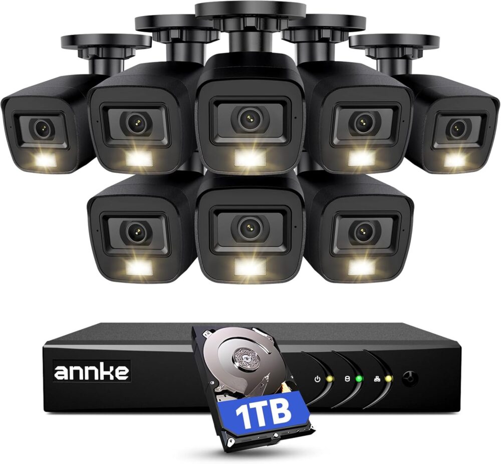 ANNKE 3K Lite Security Camera System Outdoor with AI Human/Vehicle Detection, 8CH H.265+ DVR and 8 x 1920TVL 2MP IP67 Home CCTV Cameras with Smart Dual Light, Color Night Vision, 1TB Hard Drive - E200 - Image 2