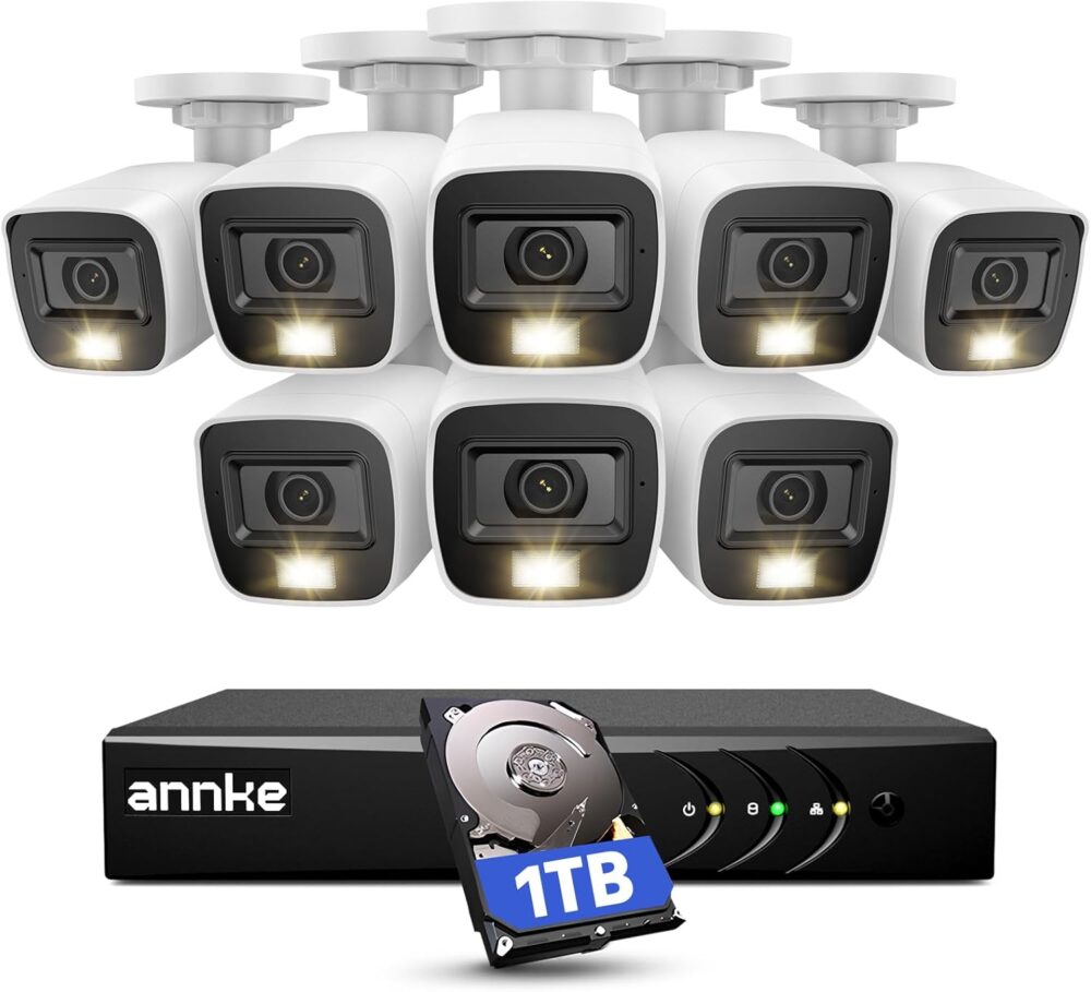 ANNKE 3K Lite Wired Security Camera System with AI Human/Vehicle Detection, H.265+ 8CH Surveillance DVR with 1TB Hard Drive and 8 x 1080p HD Outdoor CCTV Cameras, Color Night Vision, Smart Dual Light - Image 2