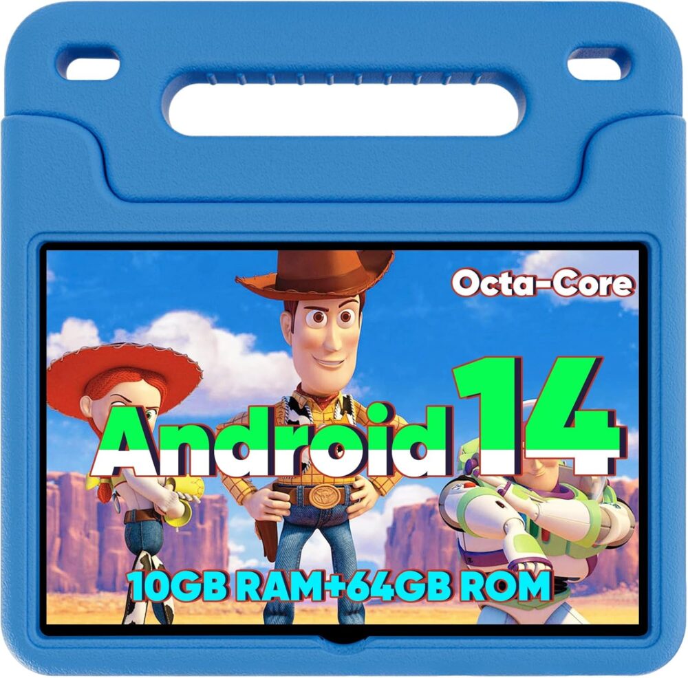 Android 14 Kids Tablet, 2025 Upgraded 10.1 Inch Tablets with Octa-core Processor, 6000mAh Battery, Kid Space, Parental Control,Pre-loaded Kids Apps, 2.4/5GHZ Dual WiFi, Protective Case Included - Blue - Image 2