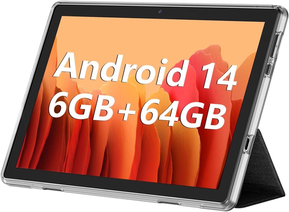 Android Tablet, 10.1 inch Android 14 Tablets 6GB RAM 64GB ROM 1TB Expand, 1280x800 IPS HD Touchscreen,6000mAh Battery, Bluetooth, Dual Camera, GMS, WiFi (Black) - Image 2