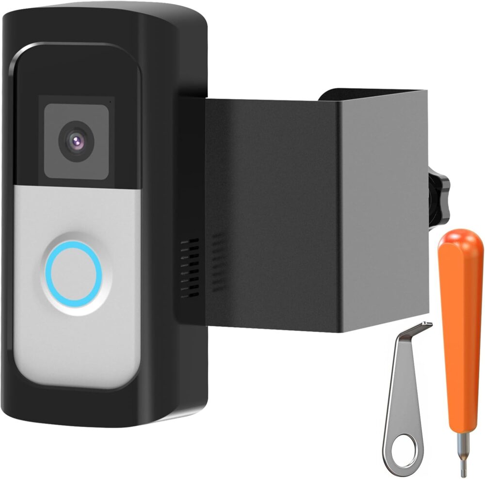 Anti-Theft Ring Video Doorbell Mount, No Drilling Ring Door Mount Compatible with Ring Video Doorbell (2024)/Battery Doorbell Plus/Pro/(2020 Release) for Houses, Not Block Doorbell Sensor(Black) - Image 2