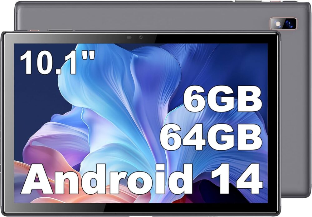 BYYBUO A10_L 10.1-inch Tablet | 6GB RAM + 64GB ROM | Android 14 OS | Quad-Core Processor | 5000mAh Battery | 1280x800 IPS HD Touchscreen | 5MP+8MP Camera | Bluetooth | WiFi | Grey - Image 2