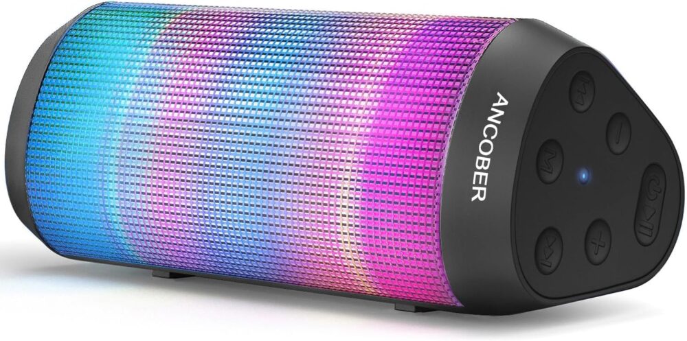 Bluetooth Speaker, Portable Wireless, 15W Stereo Sound, IPX4 Waterproof, with Cool Lights, TWS Pairing, BT5.3/AUX IN, for Outdoor/Indoor/Party/BBQ/Shower, Electronics Gadget, Holiday Birthday Gifts - Image 2