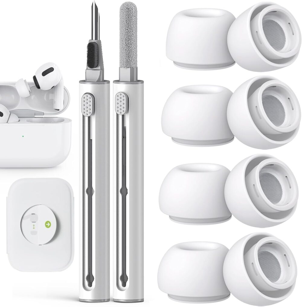 Compatible with AirPods Pro 2nd/1st Generation Replacement Ear Tips,with Noise Reduction Hole & Built-in dust Guard Screen,for USB-C Charging Case with Cleaner kit -4 Sizes (XS/S/M/L)-Whiite - Image 2
